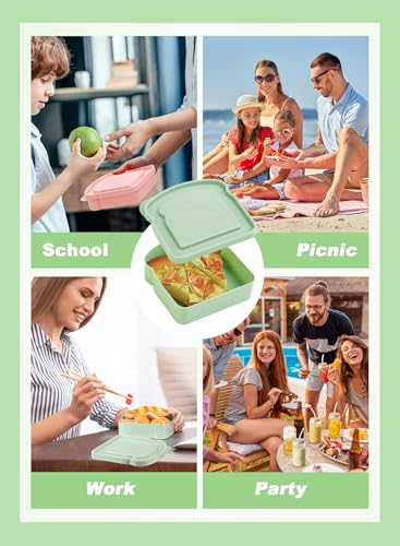 4 Pcs Sandwich Boxes, Lunch Box Containers,Portable Sandwich Containers Food Safe Wheat Straw Material, Toast Shape Storage for Bread/Sandwiches/Food/Fruit, Microwave Dishwasher & Freezer Safe