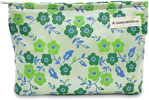 STARDW Flower Cosmetic Bags Makeup Bags for Women and Girls,Travel Makeup Bag Large Capacity Canvas Makeup Bag,Makeup Organizer Bag Zipper Pouch, Embossed pink, Large Capacity Aesthetic Makeup Bags