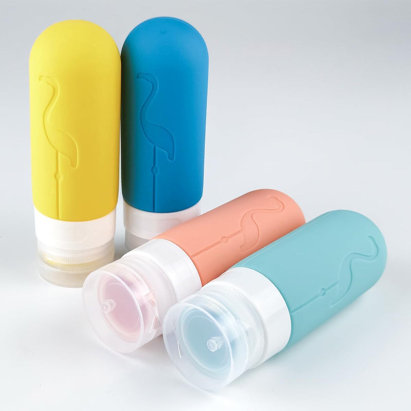 Curoayood Travel Bottle Set, Refillable Leak-Proof Container for Business Trip, Portable Shampoo Bottle, Toiletry Bag, Silicone, 90ml