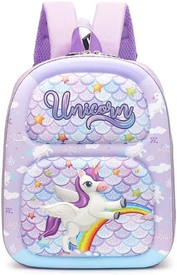 Kids Backpack for School Preschool Bag for Boys & Girls Toddler Kindergarten Backpack with Padded Straps, Multi-Pockets for Books, Stationery, Supplies & Toys - Unicorn