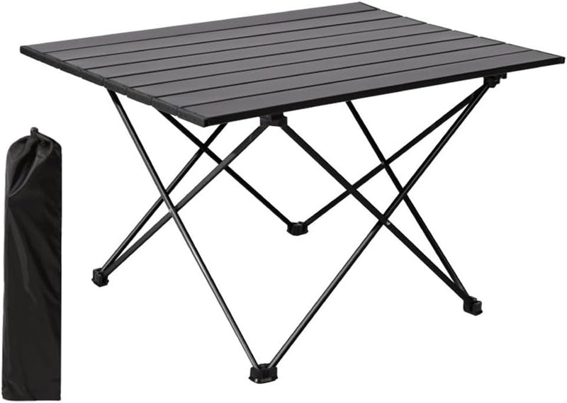 MOMENT Outdoor Camping Table Picnic Folding Table, Aluminum Portable Camping Picnic Table with Carry Bag for Cooking, Beach, Hiking, Fishing, Party BBQ, - (68x46x40cm)Black