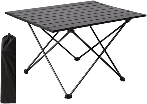 MOMENT Outdoor Camping Table Picnic Folding Table, Aluminum Portable Camping Picnic Table with Carry Bag for Cooking, Beach, Hiking, Fishing, Party BBQ, - (68x46x40cm)Black