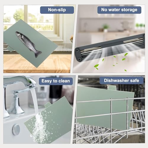 Bolivia's Plastic Cutting Board Set, 4 Pcs Extra Thick Colour Coded Cutting Boards with Food Preparation Indicators, Non-slip, Easy To Clean Cutting Boards with Storage Stand For Kitchen