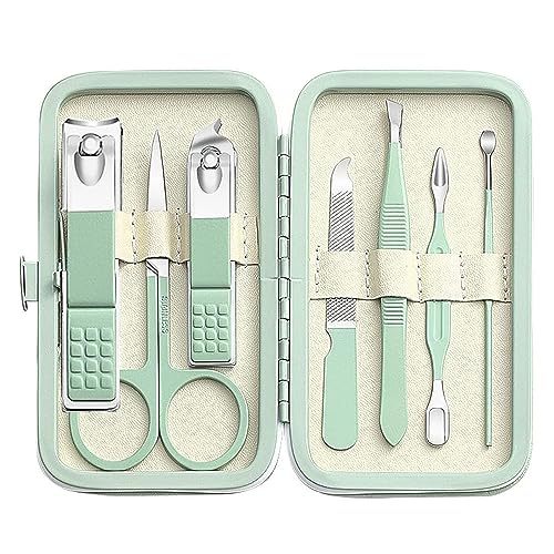ACHKO Manicure Set Nail Clippers Pedicure Kit, 7 Pieces Stainless Steel Manicure Kit, Toe Finger Nail Clippers Personal Care Tools for Home, Workplace, Outdoor Travel, Gift Giving, Beauty Salon