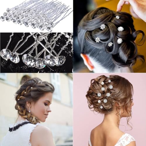 UNIONSKY 20 Pack Bridal Wedding Hair Pins Rhinestone Hair Clips Accessories for Women and Girls (Group 1)