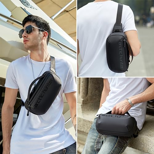 Arctic Hunter Cross Body Travel Sling Bag Water Resistant Anti-Theft Tough Men Series Unisex Messager Shoulder bag, Y00020 (Black), 26 x 5 x 15 cm, Y00020-AH_BLK