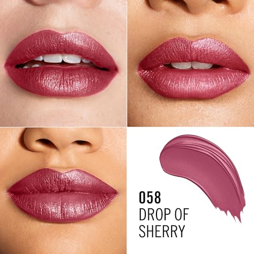 Rimmel London Lasting Finish, 058 Drop Of Sherry, Satin Lipstick, Long-Lasting, Satin Finish, Rich Colour, Moisturising, Vegan Formula, 4g