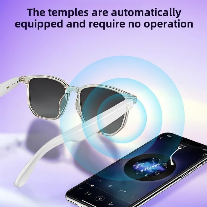 Smart Audio Glasses, Sunglasses with Wireless Headset Built-in Mic & Speakers, Touch Control and Voice Assistant Suitable for Men Women Outdoor Driving Running Use (Black Lens)