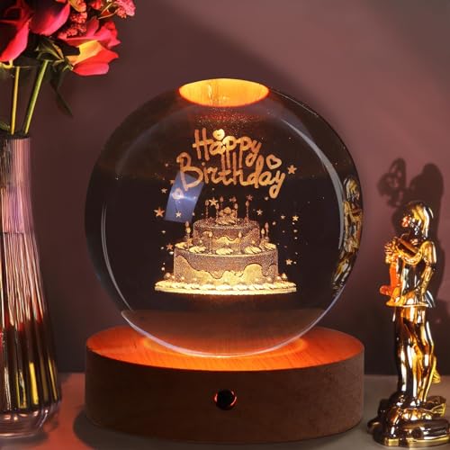 NALACAL Birthday Gifts for Girls and Boys, 3D Crystal Ball Night Light, Birthday Decoration, 16 Colors 4 Modes, Remote Control LED Night Light Unique Birthday Gifts for Men Women
