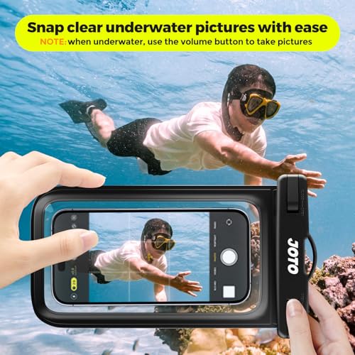 JOTO Universal Waterproof Phone Pouch Cellphone Dry Bag Case for iPhone 16 15 14 13 12 11 Pro Max Mini Plus Xs XR X 8 7 6S, Galaxy S23 S22 S21 Plus Note, Pixel up to 7" -Black
