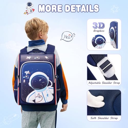 KASTWAVE Kids Backpack, Space Astronaut Bookbag School Backpacks, Kids Kindergarten Backpack, School Book Bags, for Kindergarten Preschool Elementary (Blue)