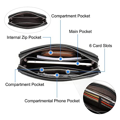 Contacts Genuine Leather Code Lock Clutch Wallet for Men Travel Anti Theft Clutch Bag Wristlet Handbag Organizer