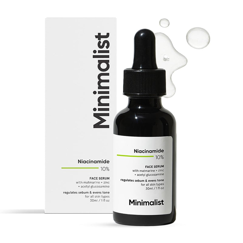 Minimalist Niacinamide 10% for Blemishes, Acne Marks & Oil Balancing with Zinc | Skin Clarifying Anti-Acne Face Serum for Acne Prone or Oily Skin | 30ml