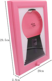 Alide Candy Dispenser Picture Frame Wall Mounted Interactive Gumball Machine Snack Dispenser for Kitchen with Fun Photo Frame (Pink)