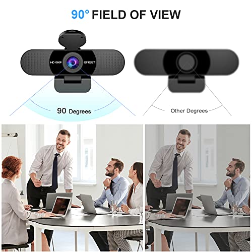 EMEET 1080P Webcam with Microphone, C960 Web Camera, 2 Mics Streaming Webcam, 90°FOV Computer Camera, Plug and Play USB Webcam for Online Calling/Conferencing, Zoom/Teams/Facetime/YouTube, Laptop/PC