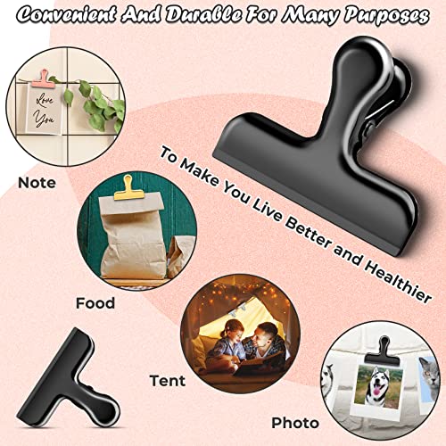 ANZNKU 6 Packs Black Bag Clips for Food Packages, Chip Clips Bag Clips Food Clips, Stainless Steel Chip Clip for Food Packages, Bag Clips for Food Storage