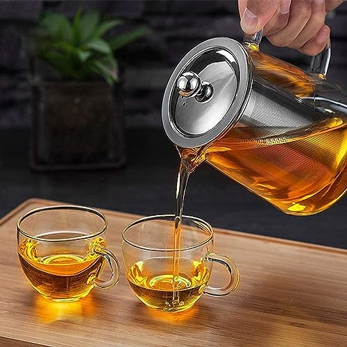 OBOR Glass Teapot Stovetop Safe - Tea Kettle with Removable Food Grade Stainless Steel Infuser & Lid for Blooming and Loose Leaf Tea Maker - 32oz/950ml