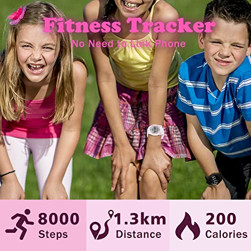L LAVAREDO Kids Fitness Tracker Watch, Digital Activity Tracker Watch for Kids Ages 3-12, Non-Bluetooth, Alarm/Calorie/Pedometer Count Steps Wrist Watch for Kids