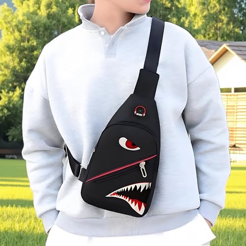 WRLDMCWLQ Shoulder Bag Sling Bag Men Small Bag Crossbody Bag Casual Bag Chest Bag For Travel Sports Running Hiking, Black, 11 * 7.8 * 4inch