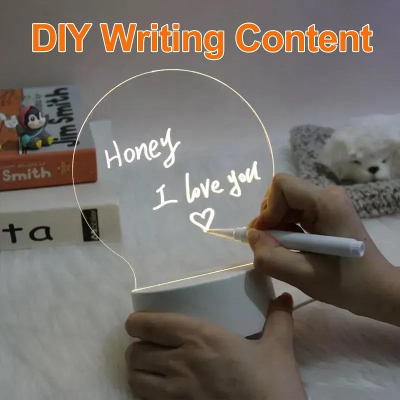 Farasha Decoration Multi Colored LED Lamp Luminous Message Erasable Acrylic Writing Board Night Light Desk Night Lamp Home DÃ©cor Light, Wife, Husband Gift Kids Gifts Woman And Men Gifts.