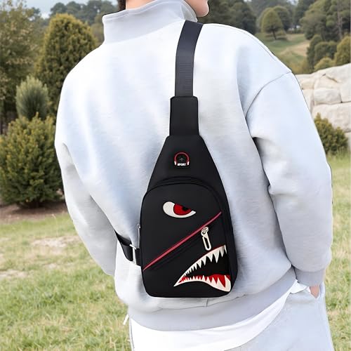 WRLDMCWLQ Shoulder Bag Sling Bag Men Small Bag Crossbody Bag Casual Bag Chest Bag For Travel Sports Running Hiking, Black, 11 * 7.8 * 4inch
