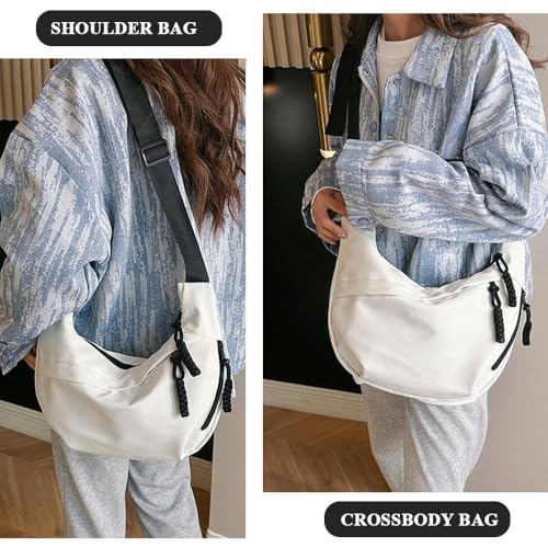 TERRIFI Crossbody Sling Bag, Mobile Phone Shoulder Messenger Bag for Men Women, Casual Across Body Backpack for Travel Cycling Hiking (White)