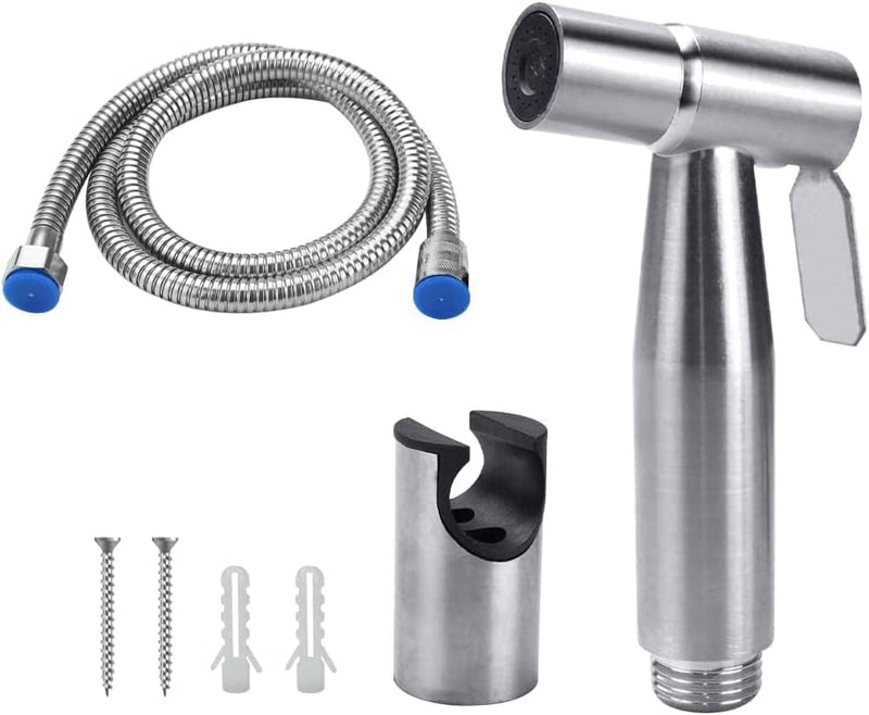 Stainless Steel Handheld Bidet Sprayer Kit – Shattaf Toilet Spray Attachment with 1.5m Hose, Hands-Free Bidet Shower Head for Bathroom & Kitchen Cleaning