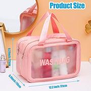 YIMIKE Travel Toiletry Bag,Large Clear Makeup Bags, 2 in 1 Cosmetics Bag,Transparent Skin Care Bag for Toiletries,Waterproof & Draining Make up Bags,PVC Thickened Wash Bag for Women Men (Pink)