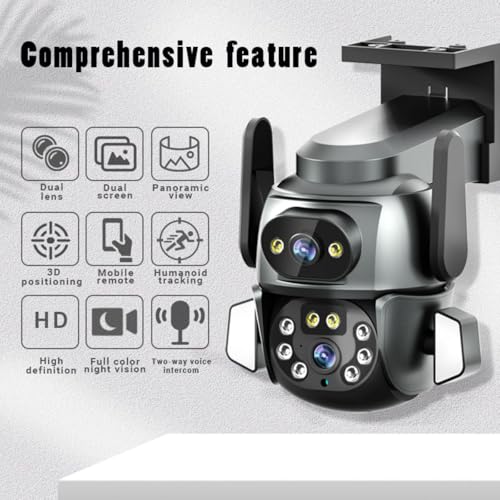 Doeek 4K Security Camera Outdoor Dual Lens, 350° Pan/Tilt View, Smart Motion Tracking, Full Color Night Vision, 2-Way Audio, IP66 Weatherproof, Secure SD/Cloud Storage, Versatile for Home Safety