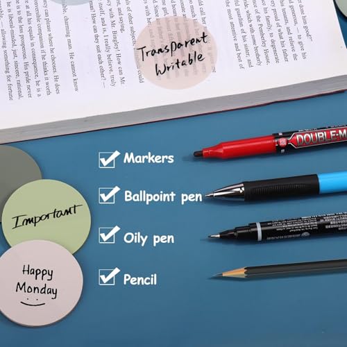 AJIODA Transparent Sticky Notes, 400Pcs Morandi Cute Round Clear Sticky Tabs, Translucent Book Markers Colorful Page Flags Stickers, Bible Journaling Accessories Aesthetic Office School Supplies