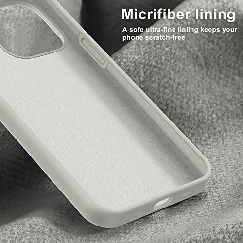 bemal for iPhone 14 Pro Max Case with Screen Protector - Slim Fit Shockproof Liquid Silicone Cover - Soft Microfiber Lining - Designed for Women and Girls - Protective Phone Case-Rock Grey