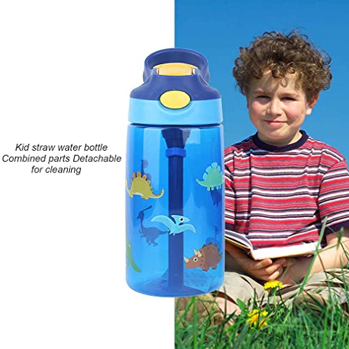 KASTWAVE Drinking Bottle, Kids Water Bottle with Flip Straw, Flexible Carry Handle and Easy Push Button, BPA-free, Very Suitable for School And Sports Children's Water Bottle(Blue)