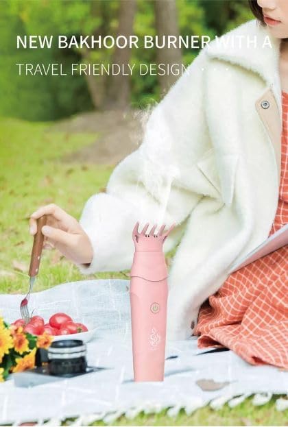 Bakhoor BoSidin USB Rechargeable Comb Incense Burner - Aromatherapy and Style in One Device! Enjoy Portable Relaxation with Hassle-Free Charging for Home Office & Car - X007 (X007-Pink)