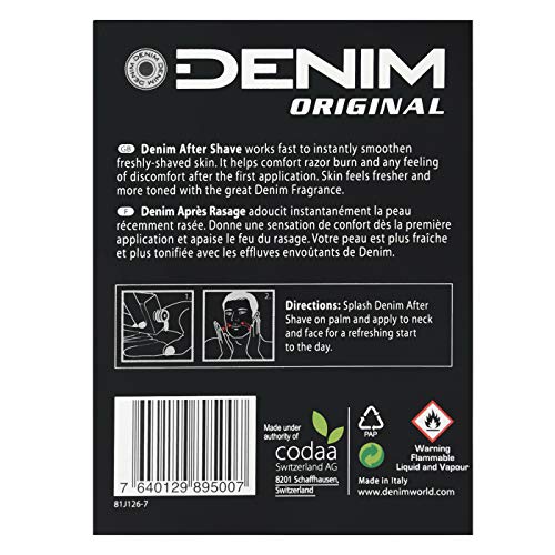 Denim Aftershave for Men - Original Fast Acting Instant Smoothen Freshly Shaved Skin Helps With Razor Burn Fresh and Toned Long Lasting Fragrance 100ML