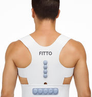 Fitto Full Back Shoulder Brace for Posture Correction Support - White