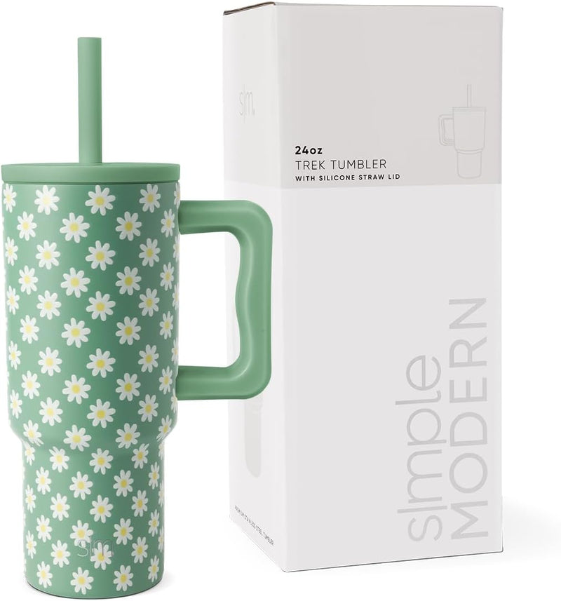 Simple Modern Kids 24 oz Tumbler with Handle and Silicone Straw Lid | Spill Proof and Leak Resistant | Reusable Stainless Steel Bottle | Gift for Kids Boys Girls | Trek Collection | Asteroid