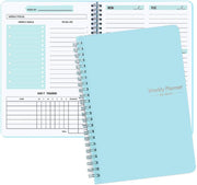 SKY-TOUCH A5 Weekly Planner : To Do List Notebook with 52 Undated Sheets Daily Planner with Goal Habit Tracker Organizer for Office Home School Work Study Life Pink - Blue