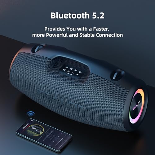 ZEALOT S78 Bluetooth Speaker, 120W Loud Bluetooth Box with Bass, IPX6 Waterproof, BoomBox with Light, Power Bank, Bluetooth 5.2, Outdoor Speaker,Large Speaker for Camping, Beach, Pool