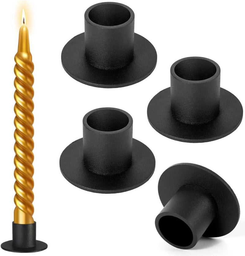 Goodern Taper Candle Holder,4PCS Black Matte Iron Candlestick Holders Table Centerpiece Candlestick Holders Bulk Retro Black Taper Candle Holders for Home Decoration Wedding Anniversary Party Dinner