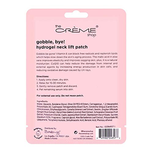 The CrÃ¨me Shop Hydrogel Vitamin E, Aloe Vera & Coenzyme Q10 Neck Lift Patch. Best For Sensitive Skin. Made In Korea