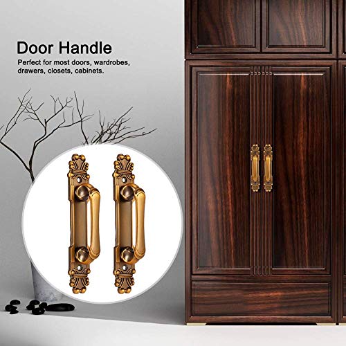 2Pcs/Set European Style Door Handle, Antique Door Pull Handle, Metal Sliding Door Handle for Cabinet Hardware Drawer Cupboard Accessory