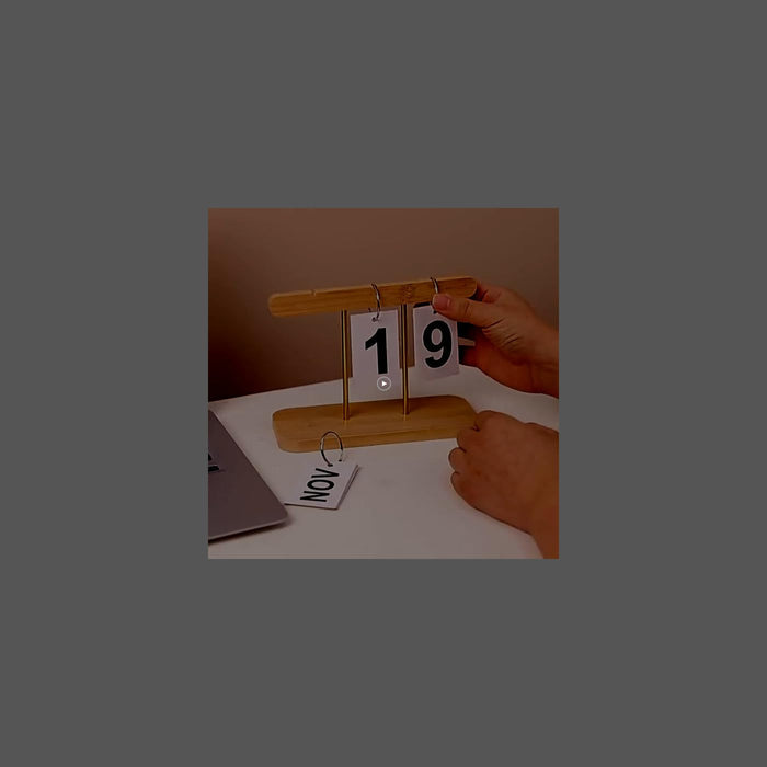 Azonee Flip Calendar For Desk, Wooden Perpetual Calendar With Large Display Daily Wooden Desk Calendar for Office, Home, Classroom, Reusable Office Desk Decor Desk Accessories (White)