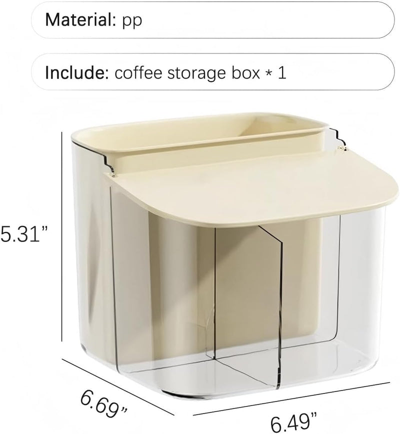 KASTWAVE Wall Mounted Coffee Capsult Holders, Plastic Coffee Pod Holder Clear Coffee Capsule Storage Organizer with Lid Coffee Bar Accessories Basket for Tea Bags Creamer Sugar Bags