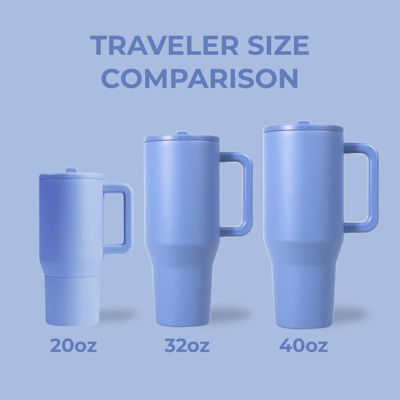 HydroJug Traveler - Modern 40 oz Tumbler with Handle & Simple Flip Straw - Car Cup Holder Friendly, Leak Resistant Water Bottle-Reusable Insulated Stainless Steel & Rubber Base - Gifts for Women & Men