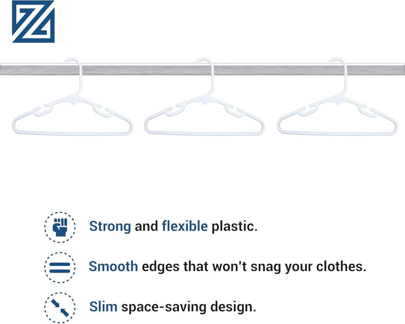 ZOBER Plastic Baby Hangers Non-Slip Toddler & Kids Hangers Durable, Lightweight, Slim & Space-Saving Perfect for Shirts, Pants, Outerwear Holds Up to 5.5 lbs Closet Organization(10Pack, White)