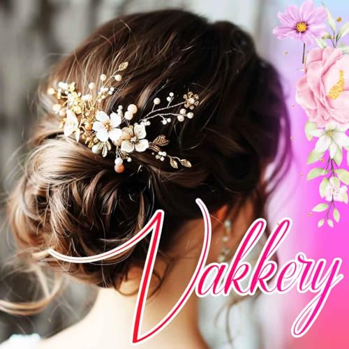 Vakkery Flower Wedding Hair Vine Silver Bride Headband Crystal Bridal Hair Accessories for Women and Girls