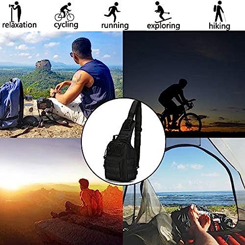 Tactical Shoulder Sling Bag, Small Outdoor Chest Pack, Military Molle Multifunctional Shoulder Messenger Crossbody for Men Traveling, Hiking, Camping (Black)