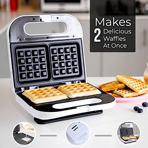 Geepas Waffle Maker, 2 Slice Electric Waffle Maker, GWM676N | Non-Stick Waffle Maker with Adjustable Temperature Control | Overheat Protection & Safety Lock