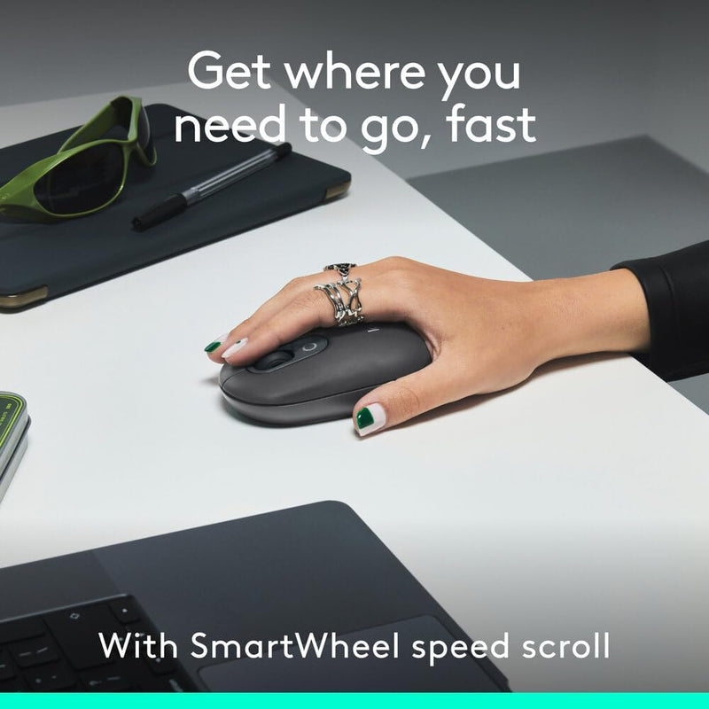 Logitech POP ICON COMBO, Bluetooth keyboard and mouse combo, comfortable typing, programmable keys and buttons, quiet clicks, Easy-Switch up to 3 devices - Graphite