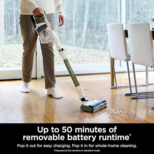 Shark PowerPro Flex Pet Cordless Vacuum, FloorDetect Technology, MultiFLEX Wand, HEPA Filter, for Carpets & Hard Floors, Up to 50-Minute Runtime, Powerful Pet Hair Pickup, Rechargeable, Olive, IZ387H